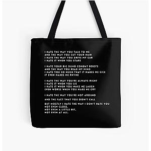 10 Things I Hate About You Poem All Over Print Tote Bag