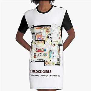 Floorplan of the apartment from 2 BROKE GIRLS Graphic T-Shirt Dress