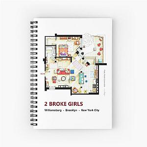 Floorplan of the apartment from 2 BROKE GIRLS Spiral Notebook