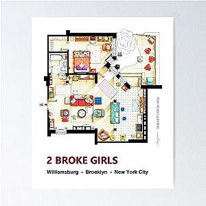 Floorplan of the apartment from 2 BROKE GIRLS Poster