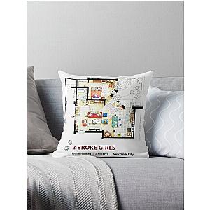 Floorplan of the apartment from 2 BROKE GIRLS Throw Pillow