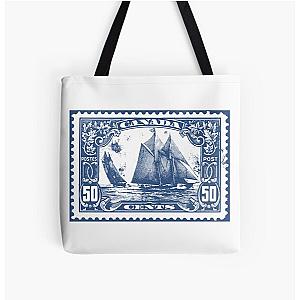 vintage Canada 50 cent post stamp with boat All Over Print Tote Bag