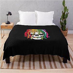 6ix9ine skull  Sticker Throw Blanket