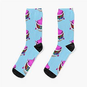 Smiling pink rainbow teeth shark Tekashi 6ix9ine Socks