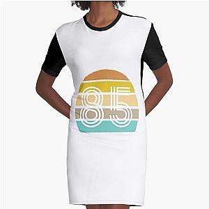 Number 85 on Retro Sunset Graphic T-Shirt Dress