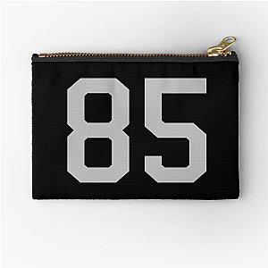 Number 85, grey on black sports jersey number eighty five Zipper Pouch