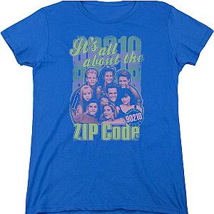 Womens It's All About The Zip Code Beverly Hills 90210 Shirt Official Merch 90S3003