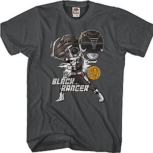 Black Ranger Mighty Morphin Power Rangers T-Shirt Official Merch 90S3003