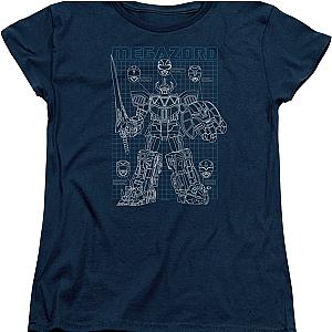 Womens Schematic Megazord Mighty Morphin Power Rangers Shirt Official Merch 90S3003