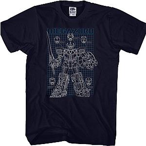 Schematic Megazord Mighty Morphin Power Rangers T-Shirt Official Merch 90S3003