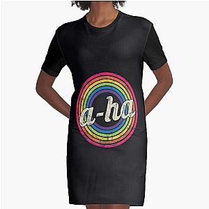 A Ha T-Shirta-ha - Retro Rainbow Faded-Style Graphic T-Shirt Dress