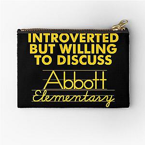 Introverted but willing to discuss Abbott Elementary Zipper Pouch cleans up to:

Introverted but willing to discuss Abbott Elementary Pouch