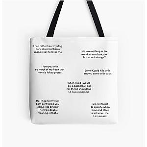 Much Ado About Nothing Quotes All Over Print Tote Bag