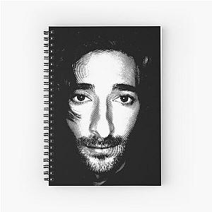 Adrien Brody Black & White Portrait (Linocut)  Spiral Notebook