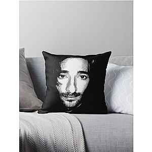 Adrien Brody Black & White Portrait (Linocut)  Throw Pillow