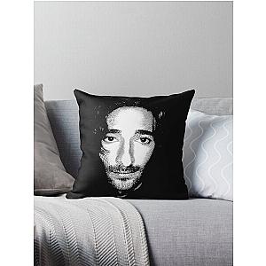 Adrien Brody Black -amp- White Portrait (Linocut) Throw Pillow