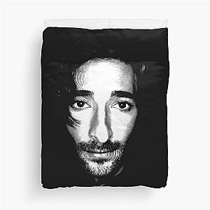 Adrien Brody Black & White Portrait (Linocut)  Duvet Cover