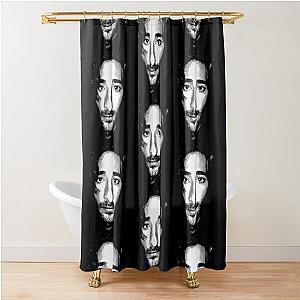 Adrien Brody Black -amp- White Portrait (Linocut) Shower Curtain