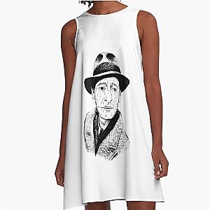 Poor Adrien Brody Black Portrait Pen Drawing Transparent A-Line Dress