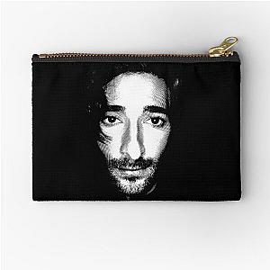 Adrien Brody Black & White Portrait (Linocut)  Zipper Pouch