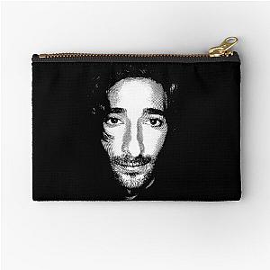 Adrien Brody Black -amp- White Portrait (Linocut) Zipper Pouch