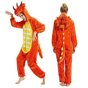 Onesie Animal Adult Orange Triceratops Dinosaurs