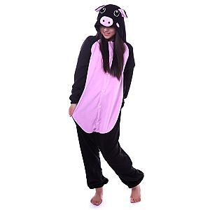 Onsie Animal Adult Black Pig