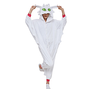 Onesie Animal Adult White Dragon