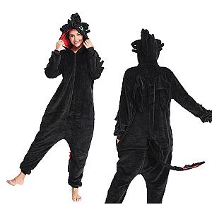 Onesie Animal Adult Black Dragon