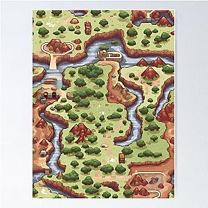 Game map with varied terrain, style of Advance Wars Poster