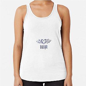 chrome aesthetic text-aespa logo Racerback Tank Top