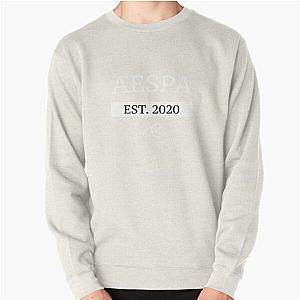 Aespa College Est Print White Pullover Sweatshirt