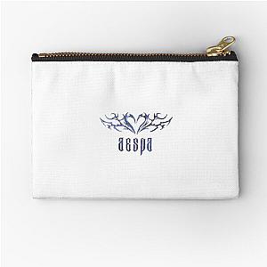 chrome aesthetic text-aespa logo Zipper Pouch