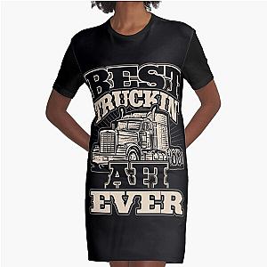 Best Truckin Afi Ever Trucker Truck Driver Graphic T-Shirt Dress