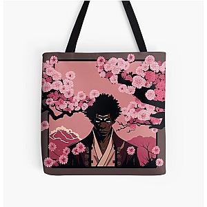 Cherry Blossom Afro Samurai Tote Bag