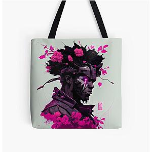 Cherry Blossom Afro Samurai Tote Bag