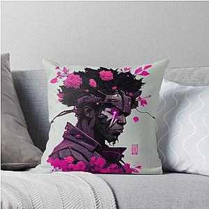 Cherry Blossom Afro Samurai Throw Pillow