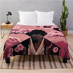 Cherry Blossom Afro Samurai Throw Blanket