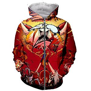 Aggretsuko Zipped Hoodie - Death Metal Kara Singer 3D Printed Zipped Hoodie