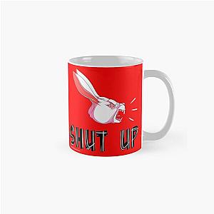 Aggretsuko Mugs - “Shut Up” White Rabbit Scream - White on Bright Red Classic Mug RB2204