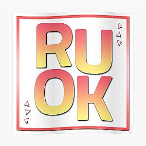 Aggretsuko Posters - R U OK? fitted t-shirt and sticker red color Poster RB2204