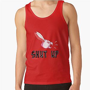 Aggretsuko Tank Tops - “Shut Up” White Rabbit Scream - White on Bright Red Tank Top RB2204