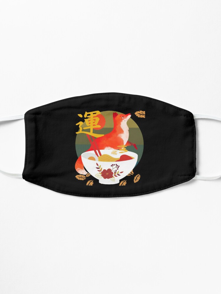 aggretsuko-face-masks-fox-leaves-ramen-black-mask