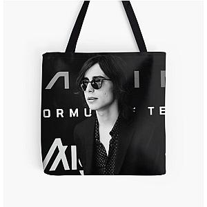 Aidan Gallagher Black and White All Over Print Tote Bag