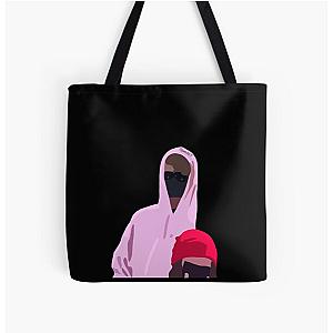 Pink bean pole and Aimsley All Over Print Tote Bag