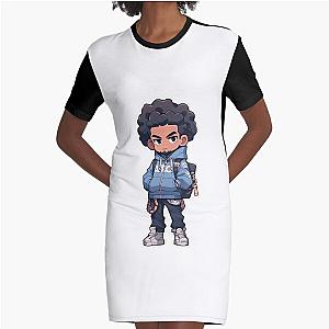 AJ Tracey Cartoon Character Graphic T-Shirt Dress