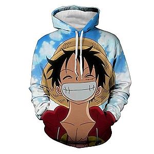 One Piece Merch – 3D Luffy Happy Pullover Hoodie [ID21025]