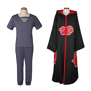 Anime Uchiha Itachi Akatsuki Cosplay Costume Top Pants Underwear Cloak Cape Full Set Outfit Role-playing Halloween Party Suits