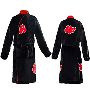 Fast Shipping Anime Akatsuki Robe Cosplay Bathrobe Fleece Warm Nightgown Robe Men Winter Coat Sleepwear Christmas Gift