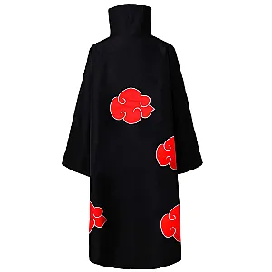 Halloween Anime Ninja Costume Akatsuki Cosplay Costume Adult Long Robe Cloak Stand Collar Hooded Windbreaker Red Cloud Long Coat